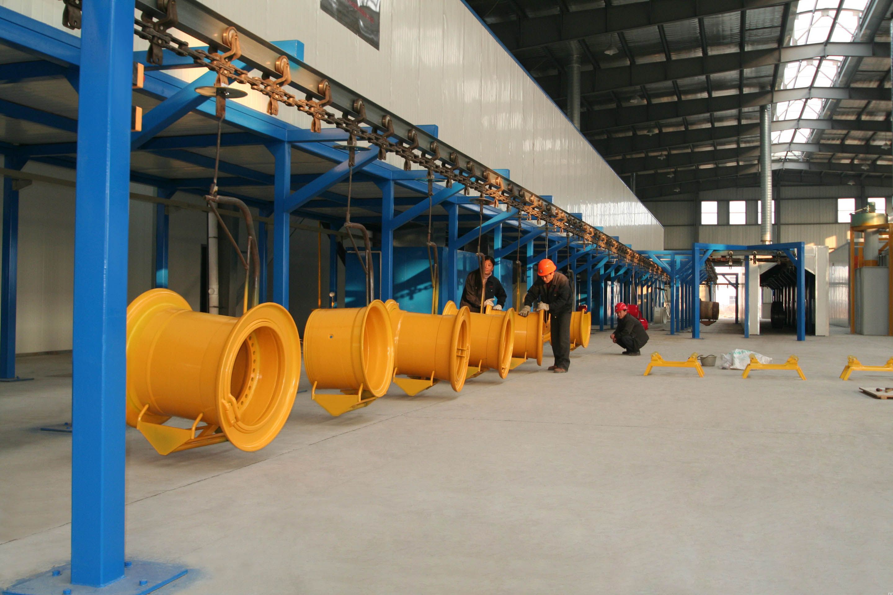 工程機(jī)械車(chē)輪轂噴粉線(xiàn)